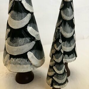 3 Hand Painted Wood Christmas Trees